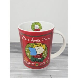 Peanuts Sally Snoopy Dear Santa Claus I've Been Naughty Nice Cup Mug Christmas‎